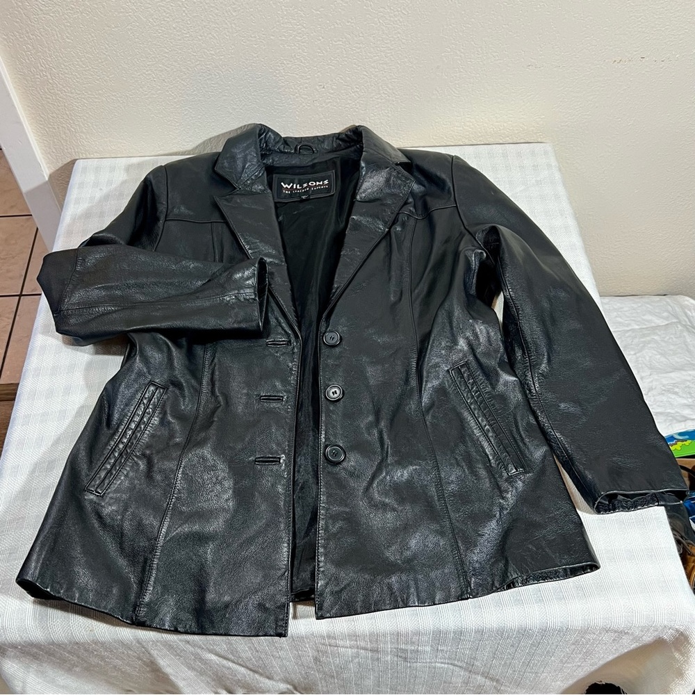 Womens Wilsons Black Leather 3 Button Jacket - The Leather Experts